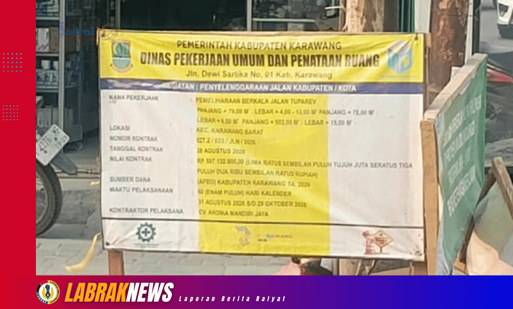 Dugaan Bobroknya Tata Kelola Anggaran PUPR Karawang, Pemeliharaan Jalan Tuparev Rp. 597 Juta Tuai Sorotan Pedas